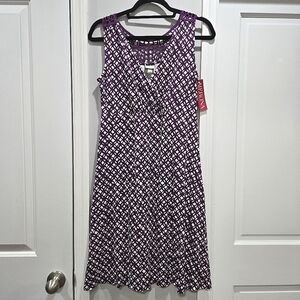 Merona Purple & White Geometric A-Line Dress